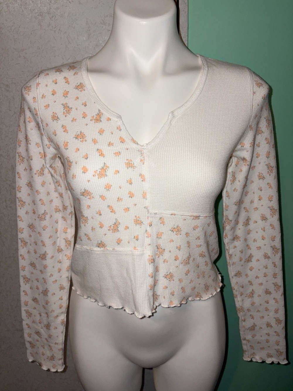 American Eagle Floral Patchwork Thermal Top